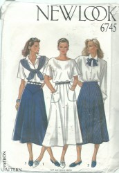 6745 NEW LOOK LONG FLARE SKIRT POCKETS OR NOT PATTERN 8-18